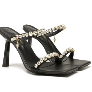 VERSACE Elegant Rhinestone Sandals High Heels