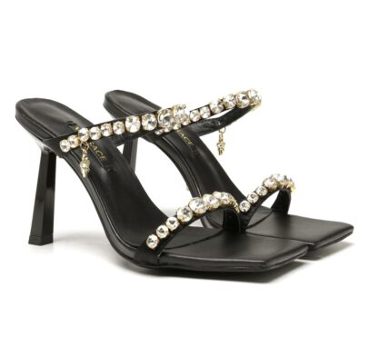 VERSACE Elegant Rhinestone Sandals High Heels