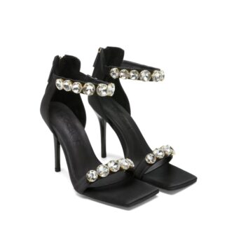 VERSACE Elegant Rhinestone Sandals High Heels