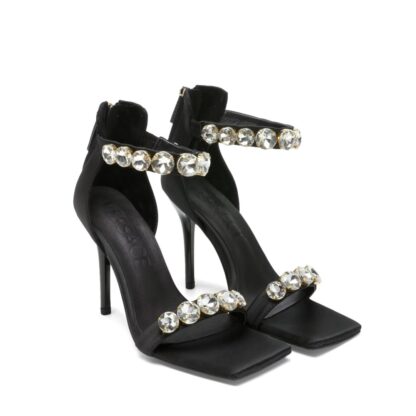 VERSACE Elegant Rhinestone Sandals High Heels