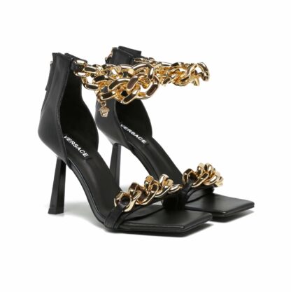 VERSACE SQUARE TOE CHAIN ​​HIGH HEELS