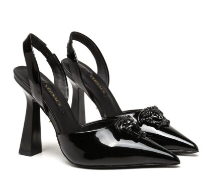 VERSACE elegant patent leather slingback sandals high heels