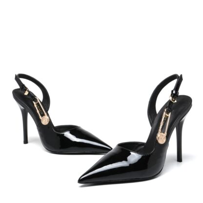 VERSACE stylish safety pin buckle elegant high heels - Image 2