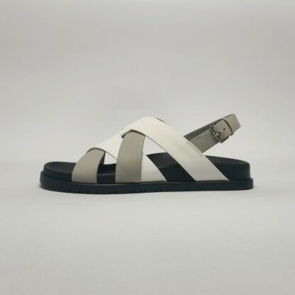 Hermès black, white and grey couple's braided sandals - Image 2