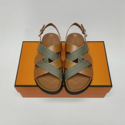 Hermès dark brown couple's braided sandals - Image 2