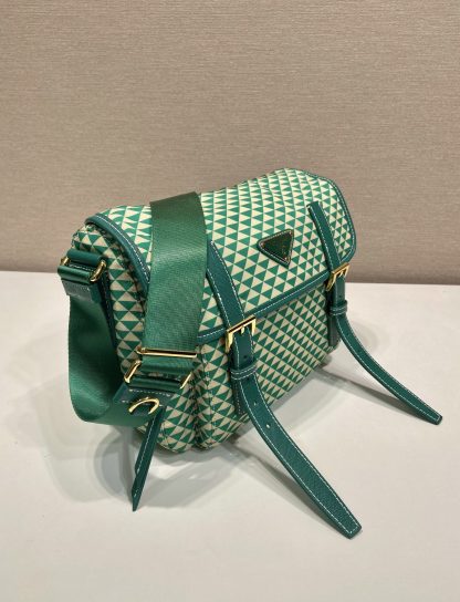 Prada Green Classic Print Messenger Bag - Image 2