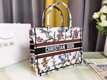 Dior White Iris Medium Book Tote Handbag - Image 2