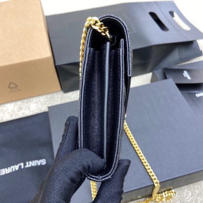 Ysl 𝑴𝒐𝒏𝒐𝒈𝒓𝒂𝒎 𝑾𝒐𝒄 black caviar pattern envelope bag - Image 2