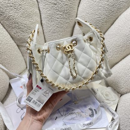 Chanel bag new style hippie hobos shiny black, gold and white versatile small bag - Image 2