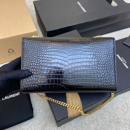Ysl black gold buckle crocodile shoulder bag - Image 2