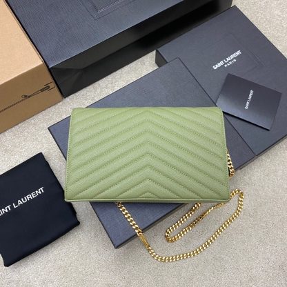 Ysl grass green with gold buckle caviar pattern envelope bag - Image 2