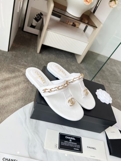 Chanel Spring/Summer White Chain Series Angle Slippers - Image 2