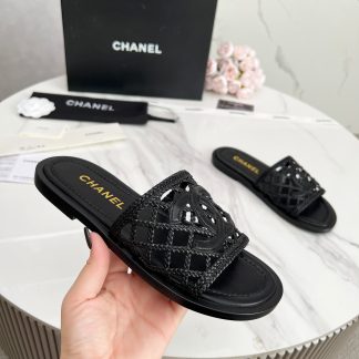 Chanel Spring/Summer new black luxury style light and elegant slippers