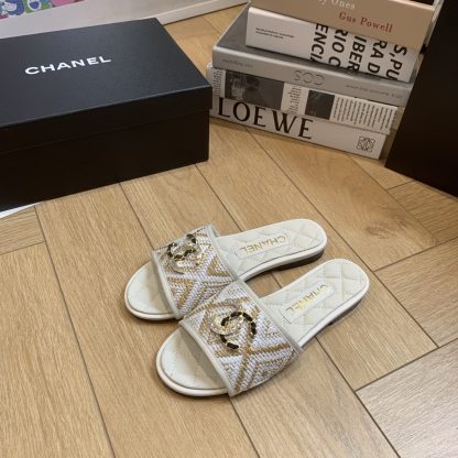Chanel Spring and Summer Platinum and Flash Brick Double C Flat Slippers - Image 2