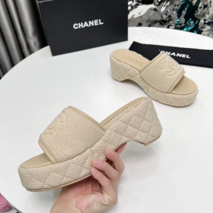 Chanel Early Spring Apricot Dance Shoes Series Retro European and American New Slippers Heel Height 7cm - Image 2