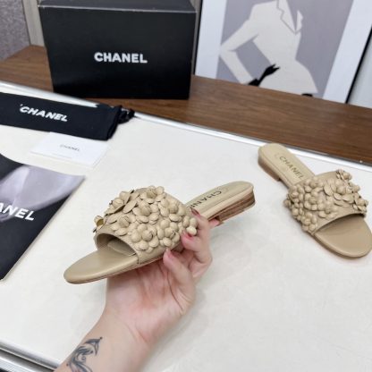 Chanel Spring/Summer Apricot Delicate Shoes and Custom Flower Sandals Heel Height 1.5cm - Image 2