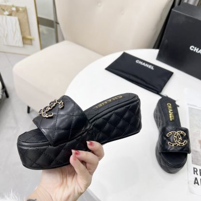 Chanel Spring/Summer Dance Shoes Series Black European and American Catwalk New Slippers Heel Height 6.5cm - Image 2
