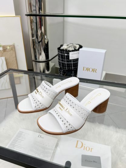 Dior D-Lane Women's Round Heel Hollow High Heel Sandals - Image 2