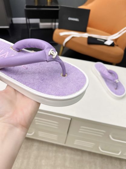 Chanel's hot summer cute macaron purple flip flops Sole thickness: 2cm - Image 2