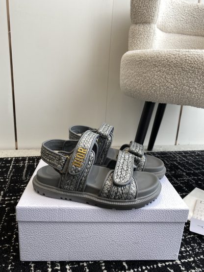 Dior hot-selling magic tape one-strap woven flat sandals - Image 2