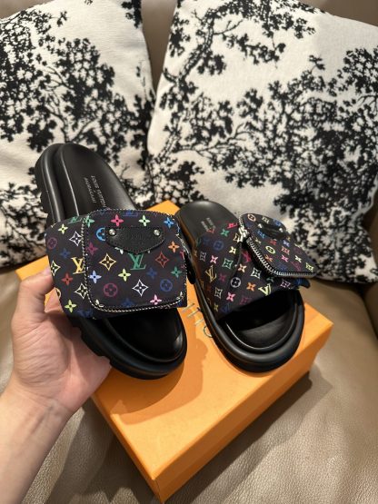 Louis Vuitton Couple's Small Backpack and Four-Color Slippers - Image 2