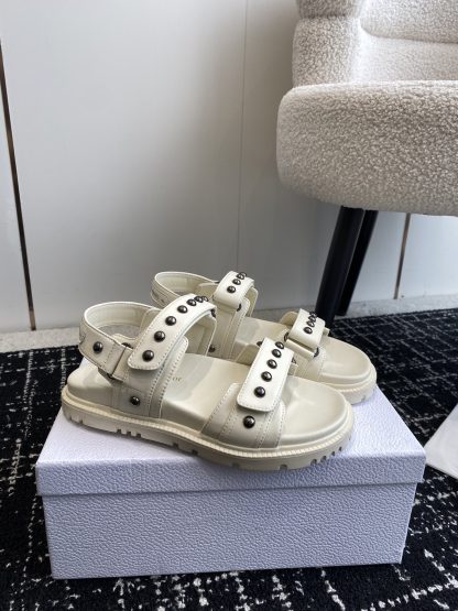 Dior Velcro Strap Studded Flat Sandals - Image 2