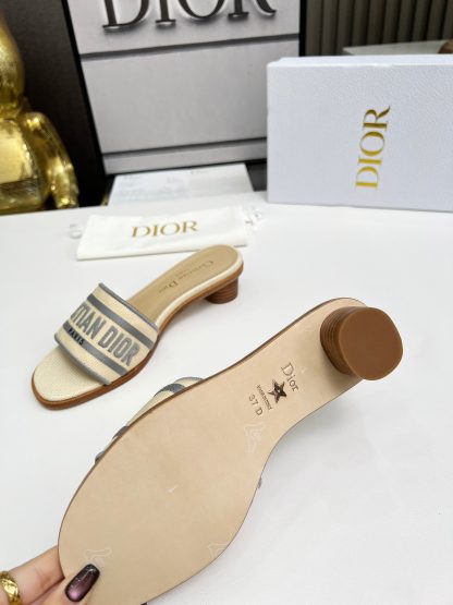 Dior women's monogram embroidered leather sole elegant high-heeled sandals - Image 2