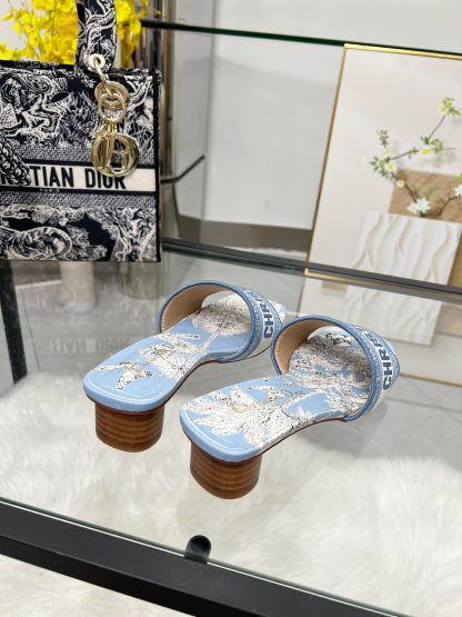 Dior light blue monogram embroidered high-heeled sandals - Image 2