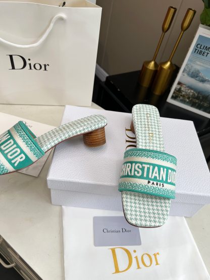 Dior Fresh Mint Green Silk Satin Mid-heeled Sandals - Image 3