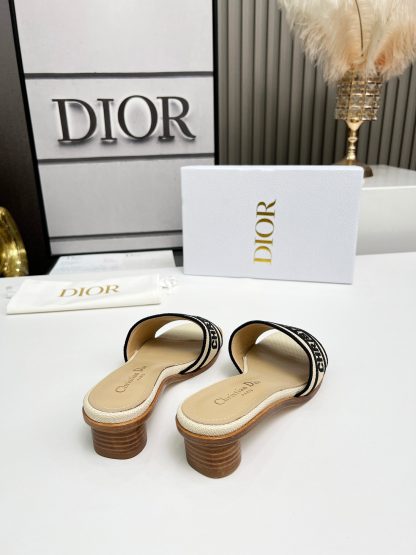 Dior Women's Monogram Embroidered Leather High Heel Sandals - Image 2