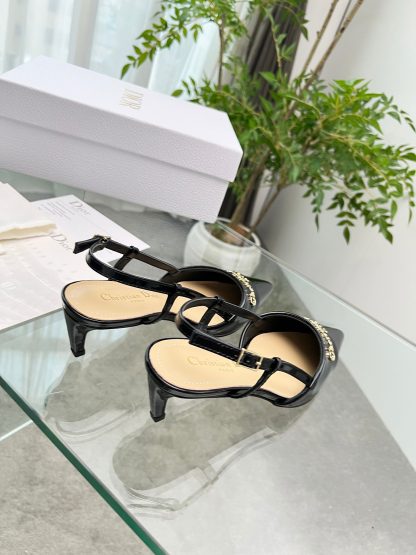 Dior patent leather shiny black temperament high heels - Image 2