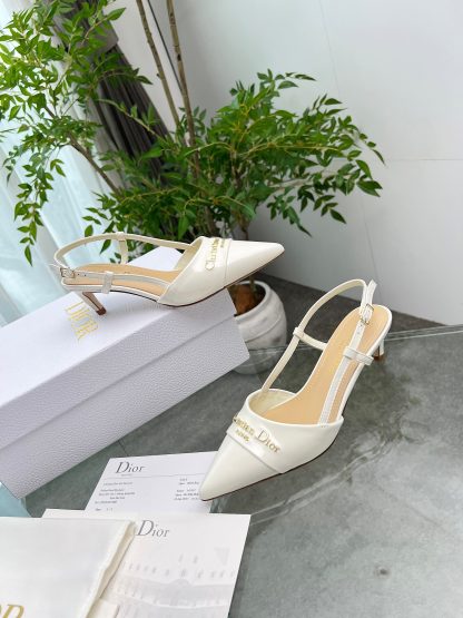 Dior patent leather shiny white temperament high heels - Image 2