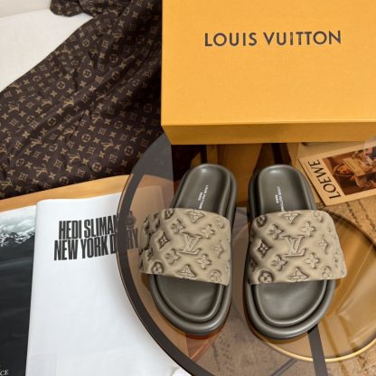 Louis Vuitton embossed silk slippers - Image 2