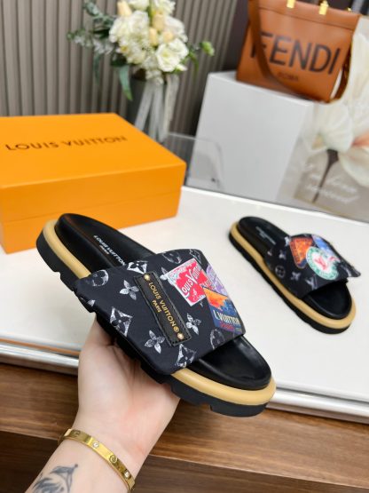 Louis Vuitton embossed logo slippers Pool Pillow Comfort flat slides - Image 2
