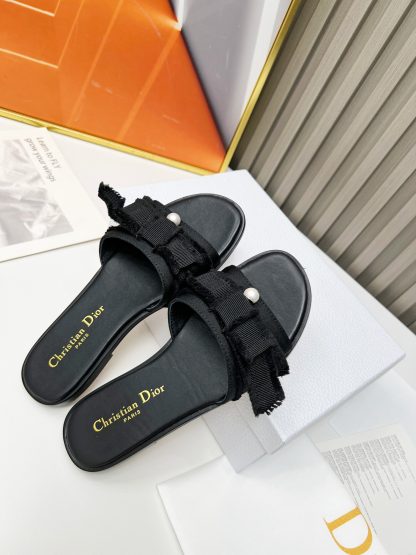 Dior Round Toe Pearl Open-Toe Slippers - Image 2