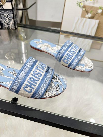 Dior Women's Monogram Embroidered Leather Slippers - Image 3