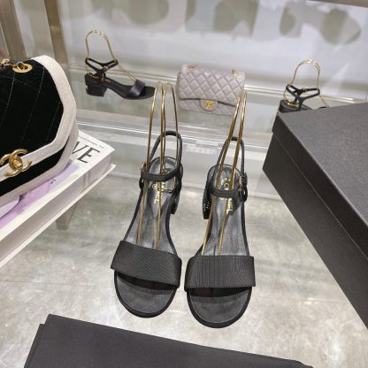 Chanel Early Spring Small Round Toe Slim Retro Heightening Black Sandals Heel Height 4.5cm - Image 10