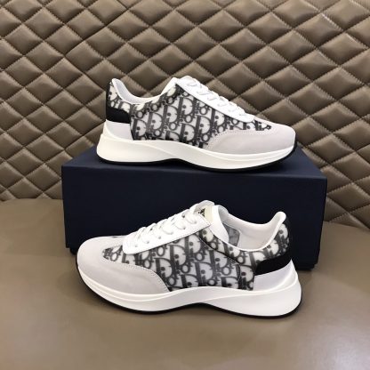 Dior B01 White Monogram Canvas Spliced Sneakers - Image 4