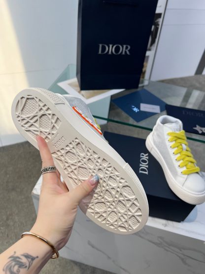 Dior Grey Jacquard High Top Sneakers - Image 3