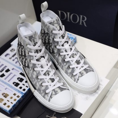 Dior Matte Pearl Glitter PVC Semi-Transparent Panel High-Top Casual Sneakers - Image 3