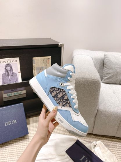 Dior Light Blue High-Top B27 Couple Casual Shoes - Image 3