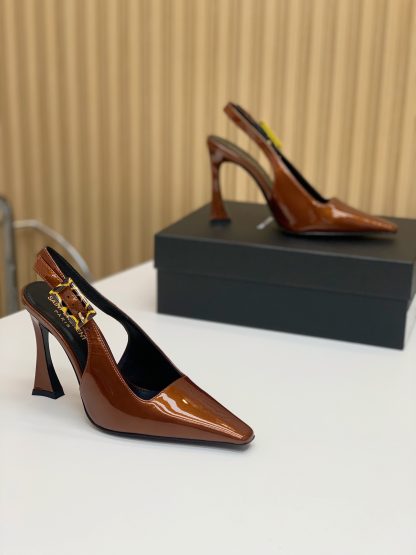 Ysl shiny high-heeled backless single shoes high heels - Image 3