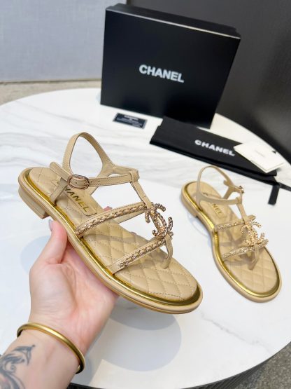 Chanel new apricot classic flip-flop intellectual and elegant sandals - Image 3