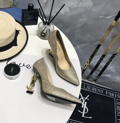 Ysl Elegant Full Diamond Crystal High Heels - Image 3