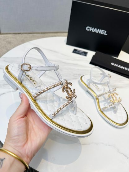 Chanel new white classic flip-flop intellectual and elegant sandals - Image 3