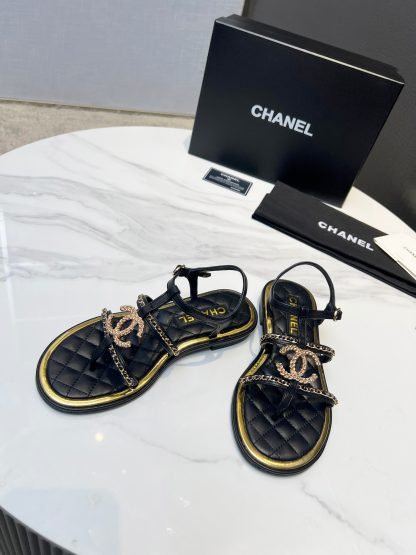 Chanel new black classic flip-flop intellectual and elegant sandals - Image 3