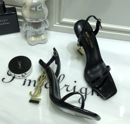 Ysl Logo Square Toe High Heels - Image 3