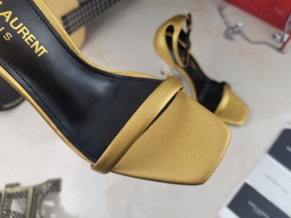 Ysl letter metal buckle paint YSL letter heel high heel sandals - Image 4