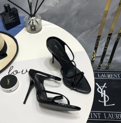 Ysl lacquered high-heeled sandals stylish elegant heels - Image 3