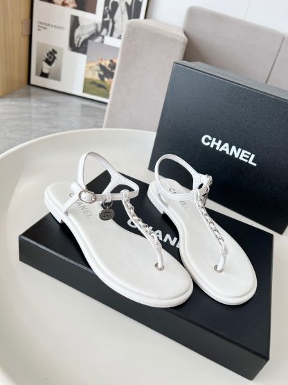 Chanel's new white classic elegant flip flops sandals - Image 3